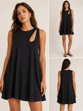 NWT Michael Lauren Small Black Soft Tank Dress with Cutout up Front